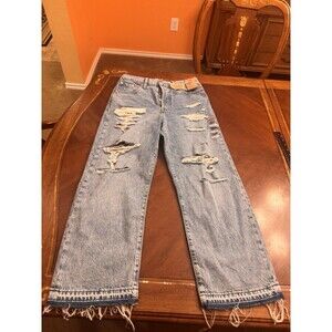 Levi's Distressed Light Blue Straight Leg Jeans